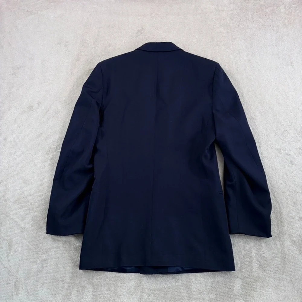 Vintage Tessuto Marzotto Italia Double Breasted Blazer Sport Coat Navy Men 40L